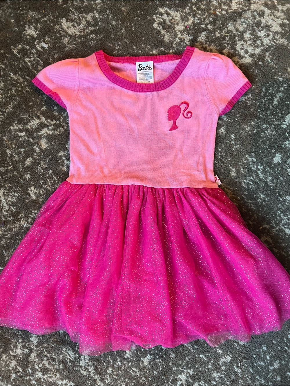 Barbie Magenta and Light Pink Glitter Tulle Dress 5T
